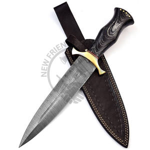 มีดล่าสัตว์แบบสองคม รุ่นใหม่ ปรับแต่งได้ ทำจากเหล็กดามัสกัส ด้ามไม้ สำหรับพิธีกรรม ตั้งแคมป์ กิจกรรมกลางแจ้ง และเอาตัวรอด - Product Image 2