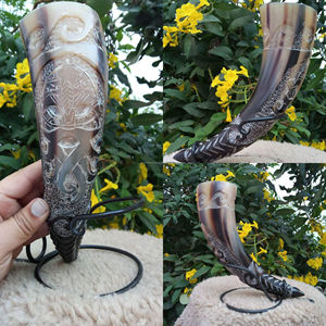 Corne à boire viking artisanale indienne de qualité supérieure, écologique, en matériau organique poli, portable, prix de gros, Noël - Product Image 5