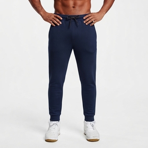 Pantalon de jogging noir pour homme, taille élastique avec cordon de serrage, décontracté, pour la gym et la détente, 100 % coton, tricoté mi-lourd, idéal pour l'automne - Product Image 2