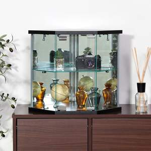 Vitrine d'angle moderne en verre trempé TMG-G309-MR avec étagères réglables pour la décoration de la maison, du salon, de l'hôtel ou de l'atelier - Product Image 1