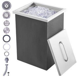 Copertura per Contenitore Ghiaccio Commerciale in Acciaio Inossidabile 14"L x 12"W x 18"H, 40qt, per Cucina Esterna e Occasioni Speciali - Product Image 1