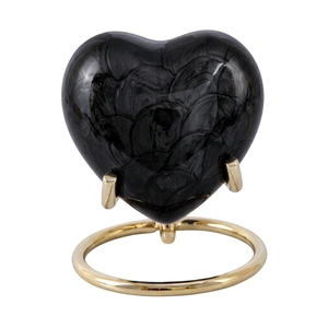 Urna Pequeña para Cenizas en Forma de Corazón Azul Medianoche Marmoleado - Urna Conmemorativa de Metal Hecha a Mano para Mamá, Papá o Ser Querido - Product Image 3