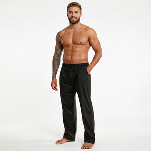 Pantalon de survêtement noir en polyester pour adultes, taille élastique, coupe ample mi-taille, longueur intégrale, poches latérales, décontracté pour le printemps - Product Image 6