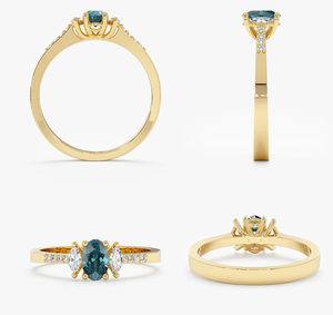 Anillo de Compromiso, Boda o Aniversario con Perla Cultivada en Laboratorio, Estilo Vintage, Certificado IGI, Chapado en Oro, con Diamantes de Alta Calidad, para Mujer, Venta al Por Mayor - Product Image 3