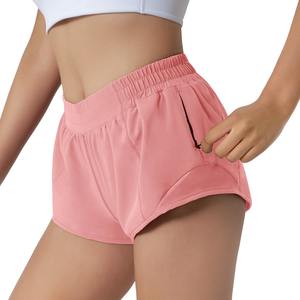 Shorts de sport pour femmes à taille mi-haute, respirants, en Spandex/Polyester, style sportif, taille élastique, pour l'été, les activités de plein air et la course à pied - Product Image 5