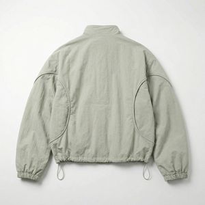 Minimal Sage Cropped Zip Jacket — <b>Light</b> Sage Packable <b>Shell</b> with Rounded Pocket Panels | Unisex OEM/ODM Private Label - Product Image 2