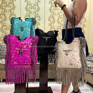 Nouveaux cheveux de Offre Spéciale personnalisés sur des sacs fourre-tout à franges en cuir véritable métallisé pour femmes sac à main sacs à provisions de haute qualité Bull Face - Product Image 4