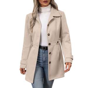 Streetwear <b>Womens</b> Trench <b>Coat</b> Oversized Belted Long Overcoat Elegant Windproof Winter Jacket Custom Logo - Product Image 3