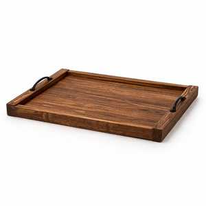 Planche à découper rustique en bois d'acacia, faite à la main, épaisseur 1,5 cm, rectangulaire, résistante à la chaleur, avec poignées, pour servir les aliments - Product Image 2
