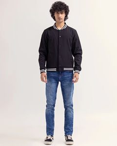 แจ็คเก็ตวาร์ซิตี้ขนสัตว์แบบมีโลโก้สั่งทำทันสมัยสำหรับผู้ชาย  แบบติดกระดุม มีกระเป๋า  แจ็คเก็ตเบสบอลทรงบอมเบอร์ - Product Image 4