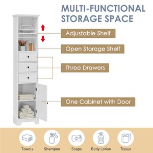 Mobile Bagno Alto Bianco Autoportante con 3 Cassetti e Ripiano Regolabile in MDF, Finitura Verniciata, Arredo Bagno - Product Image 6