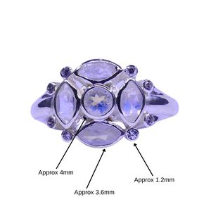 Bague classique en argent sterling 925 plaqué or avec pierres précieuses en pierre de lune arc-en-ciel blanche et topaze blanche, idéale pour les mariages - Product Image 1