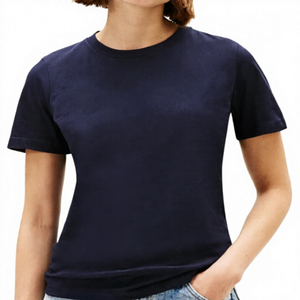 Camiseta de Manga Corta para Mujer, Cuello Redondo, Color Azul Marino, 100% Algodón, Corte Regular, Tejido Jersey, para Todas las Temporadas - Product Image 5