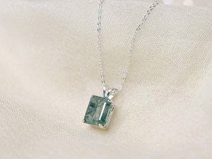 Moss Agate Sterling <b>Silver</b> Pendant Natural Green Gemstone Necklace Handmade Calming Jewelry Gift For Women - Product Image 4