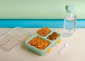 Ensemble boîte à lunch 3 compartiments et gourde, conteneur alimentaire de qualité alimentaire pour la préparation des repas, idéal pour étudiants, école, bureau, trajets quotidiens, bleu - Product Image 5