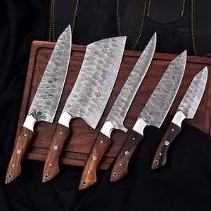 Custom Handmade Damascus Steel Full Tang Durable Kitchen <b>Knife</b> Set Professional Cleaver Fillet Paring Professional Kitchen Set - Product Image 3