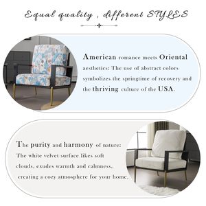 Poltrona Moderna Stile Mid-Century con Motivi Floreali, in Velluto, per Soggiorno, con Struttura in Legno Massello e Gambe in Metallo, Ideale per la Lettura - Product Image 4