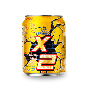 Boisson énergisante Tribeco X2 250ml, canette jaune, boisson gazeuse - Product Image 1