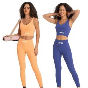 Ensemble de sport grande taille : Crop top fitness et pantalon de yoga taille haute sans couture frontale – Tenue de sport extensible pour la gym - Product Image 3
