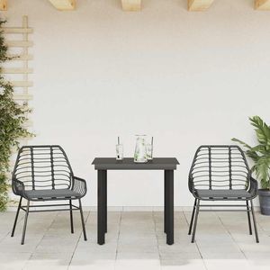 <b>Black</b> Poly Rattan Garden Dining Set 2 Seater Outdoor Furniture Contemporary Design Metal <b>Frame</b> - Product Image 3