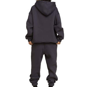 Conjunto Deportivo Informal para Mujer, Sudadera con Capucha y Pantalones Jogger de Algodón Azul Marino Oscuro, Corte Holgado, Manga Larga, Color Sólido, para Otoño - Product Image 6
