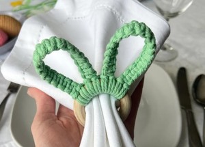 Bunny <b>Napkin</b> Rings Set + Macrame <b>Easter</b> Eggs – Complete <b>Easter</b> Table Decor Set – <b>Easter</b> Table Setting – Spring Table Decorations - Product Image 2
