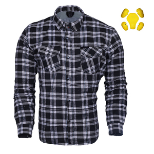 Chemise blindée à carreaux noire et blanche pour homme avec protection anti-déchirure pour motard et protections amovibles pour équipement de moto - Product Image 1