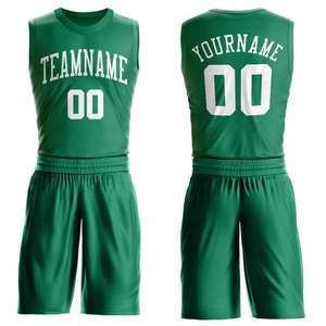 Ensemble de maillots de basket-ball verts, nom de l'équipe 00, maille sublimée, sans manches, vêtements de sport unisexes, toutes saisons, 100% polyester respirant - Product Image 1