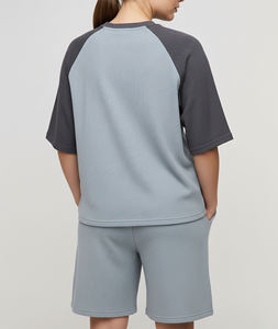 OEM Service Spandex+ Cotton Women's 2-Piece Oversized T-Shirt & Shorts Set Above <b>Knee</b> Breathable Summer Streetwear Twin Set - Product Image 2