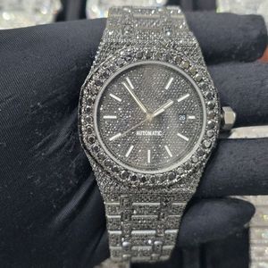 Reloj de Acero Inoxidable con Diamantes Moissanite VVS de 16 mm y 12 mm, Automático, para Hombre y Mujer, Diseño de Espinas Negras, Estilo Antiguo de Lujo - Product Image 1