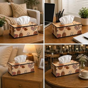 Leaf Print <b>Tissue</b> Box Cover Wooden Look Napkin Holder Decorative <b>Tissue</b> Case for Home Office Car - Product Image 3