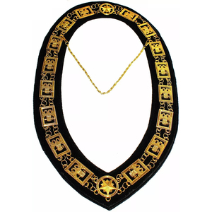 Collar Masónico Amaranto con Cadena, Forro de Terciopelo Naranja, Decorado con Diamantes de Imitación, Tela de Terciopelo de Alta Calidad con Cadena - Product Image 1