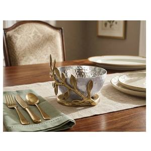 Tazón Moderno de Aluminio Pulido Blanco y Dorado con Base en Forma de Hoja, Tazón para Servir Ensaladas, para el Hogar, Hotel, Mesa de Comedor, Decoración de Cocina - Product Image 3