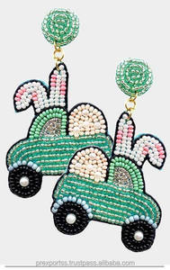 Pendientes de lápiz labial con cuentas hechos a mano, joyería de gota llamativa, pendientes de cuentas de semillas personalizados para mujeres y niñas, moda al por mayor - Product Image 2