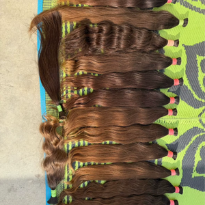 Extensions de cheveux humains brun slavon, ondulés et raides, naturels, légers, écologiques, en vrac - Product Image 1