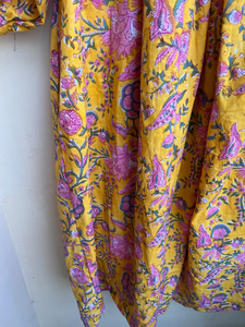 Robe maxi bohème, imprimé floral indien fait main sur tissu de coton, robe décontractée brodée à fleurs pour femmes - Product Image 5