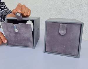 Caja de pañuelos de cuero PU negro cuadrado moderno soporte de pañuelos decorativo para el hogar o el hotel - Product Image 3