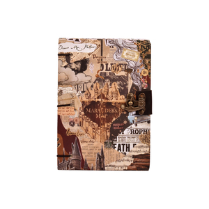 Carnet de notes A5 vintage sur le thème des sorciers, papiers faits à la main |   Carnet de notes avec cadenas, design carte fantastique, écologique, de qualité supérieure, cadeau - Product Image 1