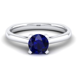 Bague REYES en argent sterling 925 avec saphir bleu taille ronde de 0,75 carat, certifiée GRA, et moissanite solitaire, tendance - Product Image 5