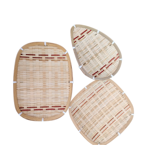 Bamboo Dessert Tray Handmade Vietnam Wholesale Natural Round Oval Food Serving Plate - Product Image 4