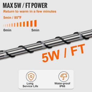 Cavo Riscaldante Autoriscaldante da 40FT 5W/FT per Tubi, Protezione Antigelo Integrata, Nastro Riscaldante per Tubazioni dell'Acqua - Product Image 3