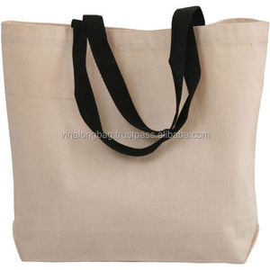 Custom Cotton Tote Bag Reusable Eco Friendly Shopping Bag Long Handle Zipper Closure - Product Image 2