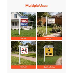 Supporto per cartello immobiliare in PVC da 1,8 m, resistente al vento, con braccio da 119 cm, facile da installare, per cartelli da 91 cm - Product Image 6