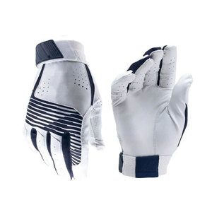 Gants de baseball en cuir respirant à doigts entiers avec fermeture auto-agrippante blanc et bleu marine pour adultes toutes saisons - Product Image 5