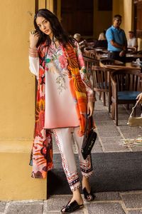 Ensemble de 3 pièces pour femmes, salwar kameez en chiffon imprimé et brodé avec dupatta - Product Image 4