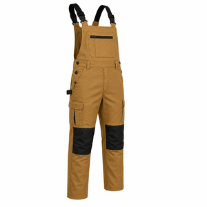 Custom Men Heavy Duty Bib <b>Overall</b> Adjustable Straps Zipper Pocket Reinforced Knee Patch Workwear Trousers Solid Bib <b>Overall</b> - Product Image 3