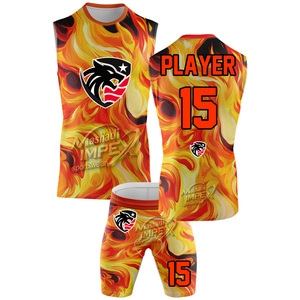 Mashadi IMPEX Ensemble de maillot sublimé avec imprimé flamme, débardeur, short, sac à dos, vêtements de sport unisexe pour adultes - Product Image 2