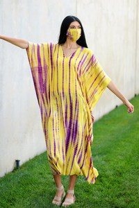 Beautiful Elegant Handmade Indian Cotton <b>Kaftan</b> Women Three Quarter Sleeve Long Maxi Tie Dye Slit V-neck <b>Summer</b> Wholesale Prices - Product Image 6
