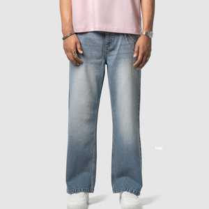 Jeans de Hombre Vintage de Cintura Media, Corte Recto, Lavado a la Piedra, 100% Algodón, Ligeros, para Verano, Otoño, Primavera e Invierno, Personalizados OEM ODM - Product Image 4