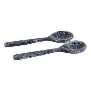 Ensemble d'outils de service pour salade en résine faite à la main, design exclusif, couleur ambre doux et gris pastel, pour la maison, l'hôtel, le restaurant. - Product Image 1